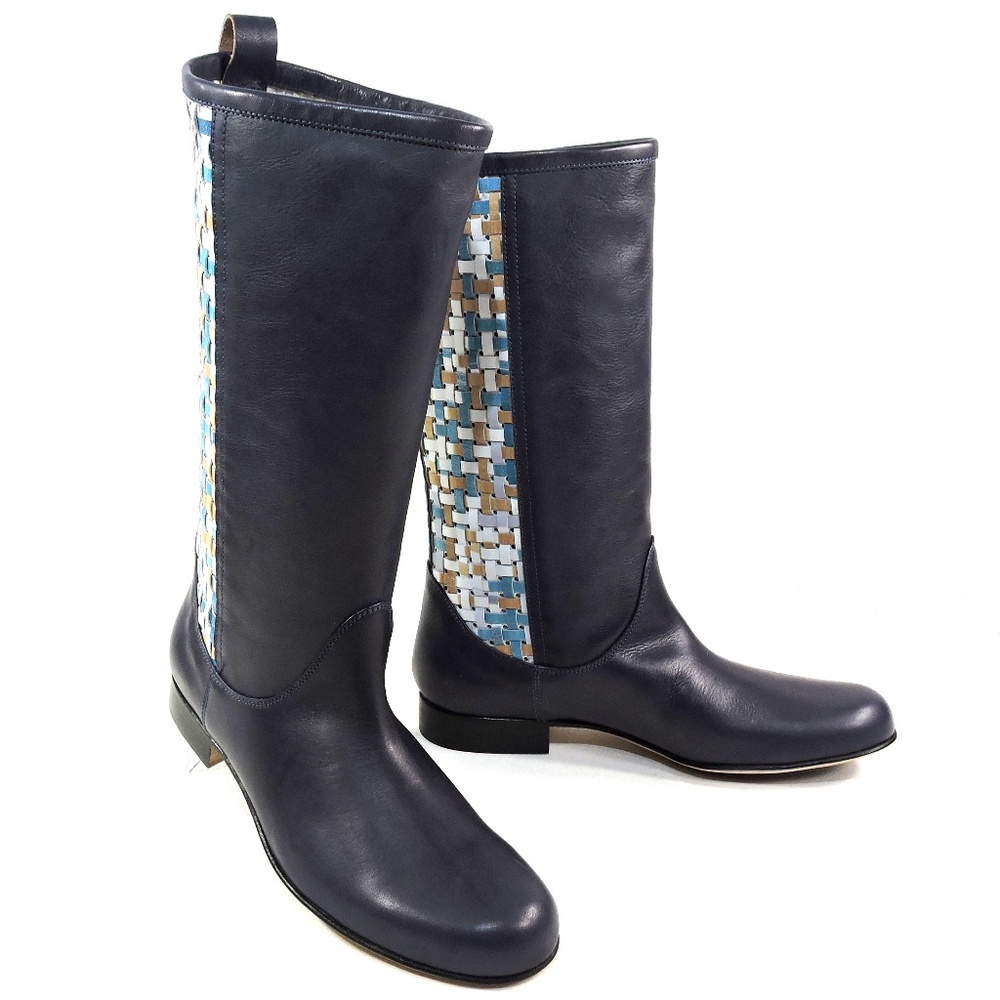 ZENUX 🇮🇹 WOMEN'S NAVY BLUE SOFT LEATHER COMFORT SUMMER BOOTS